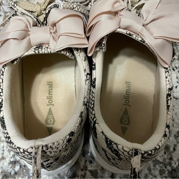 Jolimall Snakeskin Print Sneaker Shoes with Tassels Size 6 - Picture 3 of 12